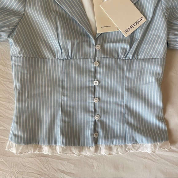 Brand New- Peppermayo Bennett Button Up Top in Blue White Stripe 🦋✨ - Picture 11 of 13